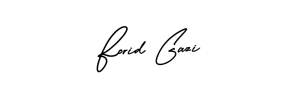 You should practise on your own different ways (AmerikaSignatureDemo-Regular) to write your name (Forid Gazi) in signature. don't let someone else do it for you. Forid Gazi signature style 3 images and pictures png