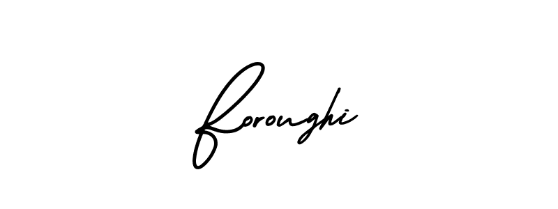 You should practise on your own different ways (AmerikaSignatureDemo-Regular) to write your name (Foroughi) in signature. don't let someone else do it for you. Foroughi signature style 3 images and pictures png