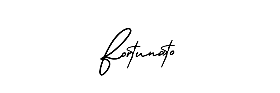Fortunato stylish signature style. Best Handwritten Sign (AmerikaSignatureDemo-Regular) for my name. Handwritten Signature Collection Ideas for my name Fortunato. Fortunato signature style 3 images and pictures png