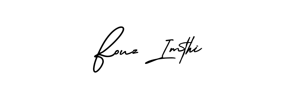 The best way (AmerikaSignatureDemo-Regular) to make a short signature is to pick only two or three words in your name. The name Fouz Imthi include a total of six letters. For converting this name. Fouz Imthi signature style 3 images and pictures png