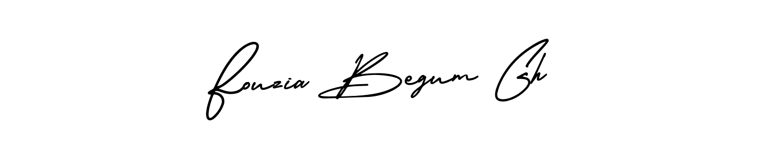 This is the best signature style for the Fouzia Begum Gh name. Also you like these signature font (AmerikaSignatureDemo-Regular). Mix name signature. Fouzia Begum Gh signature style 3 images and pictures png