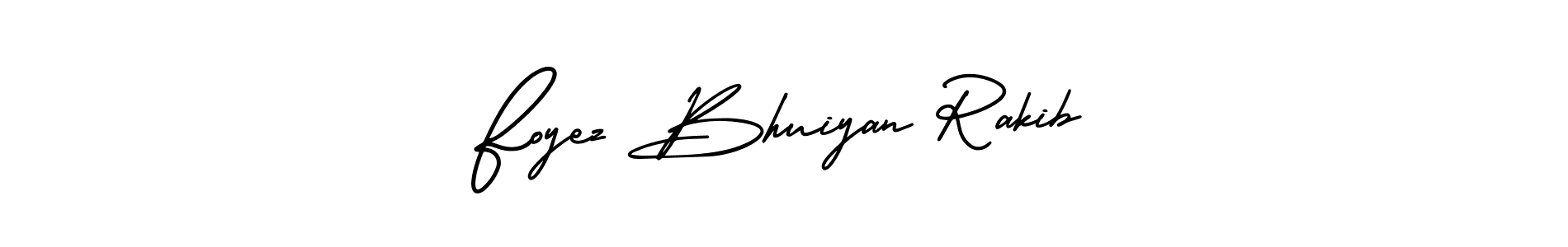 This is the best signature style for the Foyez Bhuiyan Rakib name. Also you like these signature font (AmerikaSignatureDemo-Regular). Mix name signature. Foyez Bhuiyan Rakib signature style 3 images and pictures png