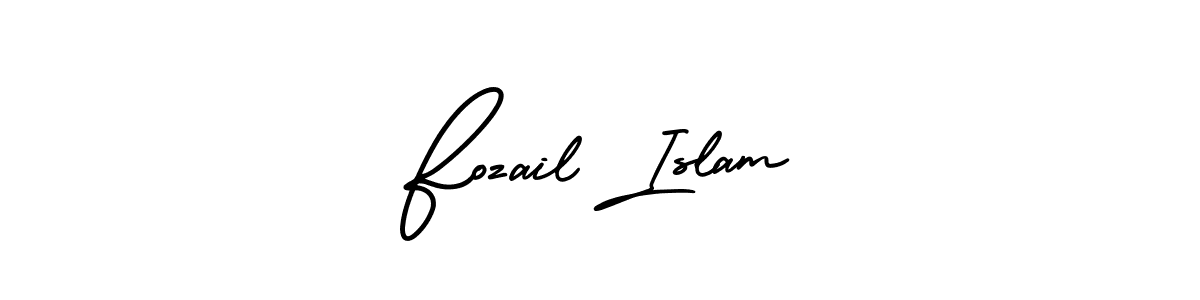 AmerikaSignatureDemo-Regular is a professional signature style that is perfect for those who want to add a touch of class to their signature. It is also a great choice for those who want to make their signature more unique. Get Fozail Islam name to fancy signature for free. Fozail Islam signature style 3 images and pictures png