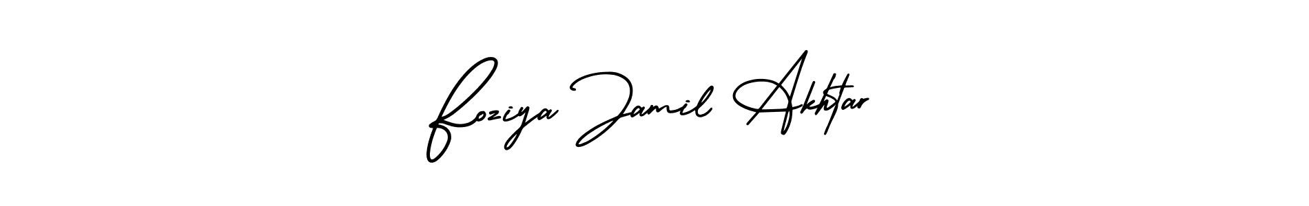 Make a short Foziya Jamil Akhtar signature style. Manage your documents anywhere anytime using AmerikaSignatureDemo-Regular. Create and add eSignatures, submit forms, share and send files easily. Foziya Jamil Akhtar signature style 3 images and pictures png