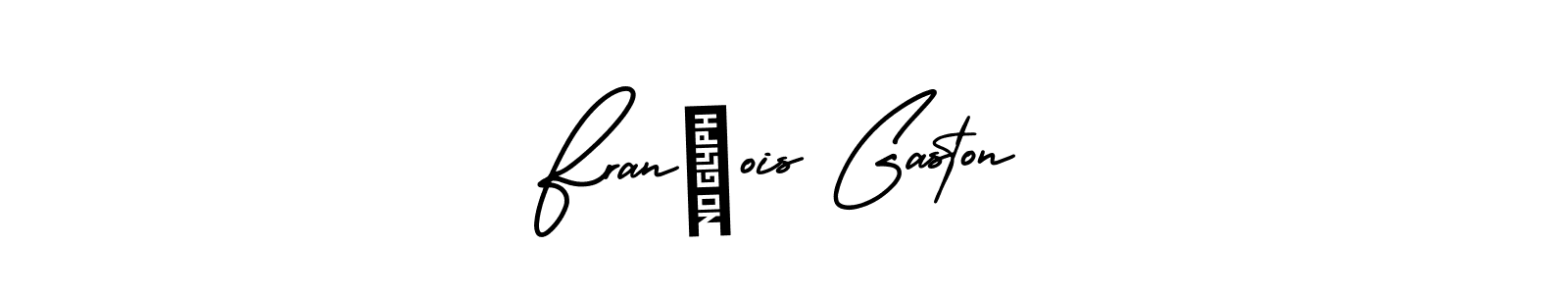 You should practise on your own different ways (AmerikaSignatureDemo-Regular) to write your name (François Gaston) in signature. don't let someone else do it for you. François Gaston signature style 3 images and pictures png