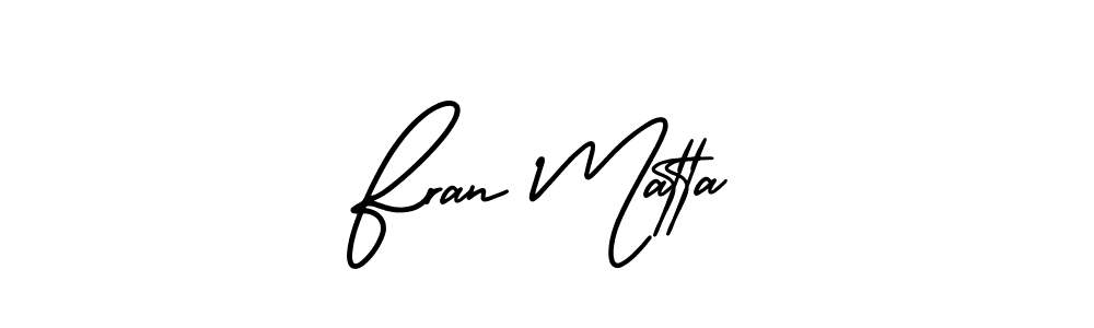 The best way (AmerikaSignatureDemo-Regular) to make a short signature is to pick only two or three words in your name. The name Fran Matta include a total of six letters. For converting this name. Fran Matta signature style 3 images and pictures png