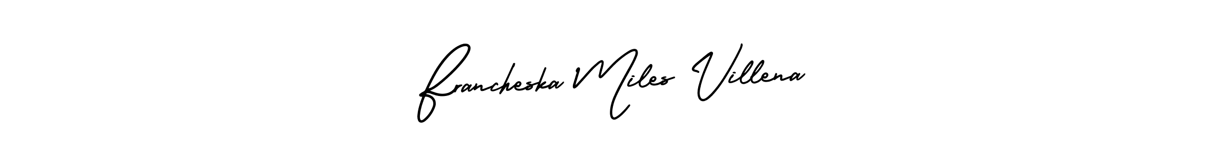 AmerikaSignatureDemo-Regular is a professional signature style that is perfect for those who want to add a touch of class to their signature. It is also a great choice for those who want to make their signature more unique. Get Francheska Miles Villena name to fancy signature for free. Francheska Miles Villena signature style 3 images and pictures png