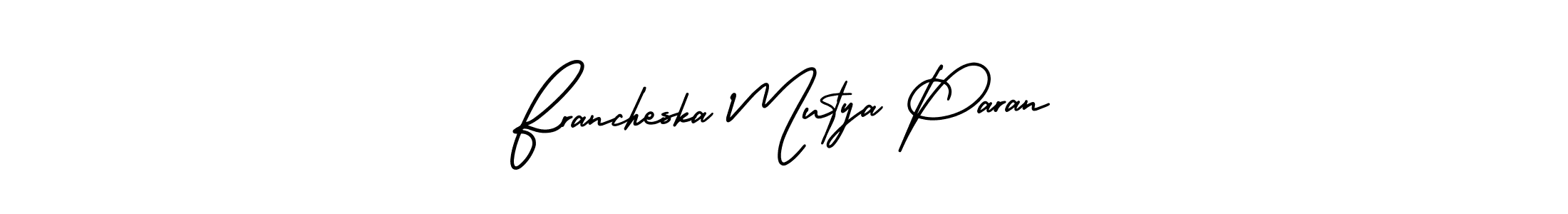 How to make Francheska Mutya Paran name signature. Use AmerikaSignatureDemo-Regular style for creating short signs online. This is the latest handwritten sign. Francheska Mutya Paran signature style 3 images and pictures png