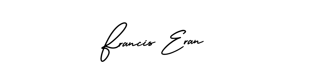 You should practise on your own different ways (AmerikaSignatureDemo-Regular) to write your name (Francis Eran) in signature. don't let someone else do it for you. Francis Eran signature style 3 images and pictures png