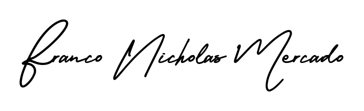 Turn your name Franco Nicholas Mercado into a signature brand with AmerikaSignatureDemo-Regular styling. Download in standard PNG or transparent format anytime. Franco Nicholas Mercado signature style 3 images and pictures png