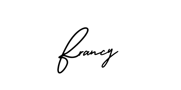 It looks lik you need a new signature style for name Francy. Design unique handwritten (AmerikaSignatureDemo-Regular) signature with our free signature maker in just a few clicks. Francy signature style 3 images and pictures png
