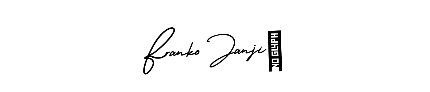 You should practise on your own different ways (AmerikaSignatureDemo-Regular) to write your name (Franko Janjić) in signature. don't let someone else do it for you. Franko Janjić signature style 3 images and pictures png
