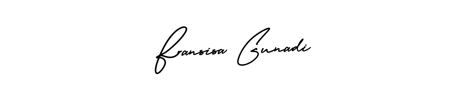 It looks lik you need a new signature style for name Fransisa Gunadi. Design unique handwritten (AmerikaSignatureDemo-Regular) signature with our free signature maker in just a few clicks. Fransisa Gunadi signature style 3 images and pictures png