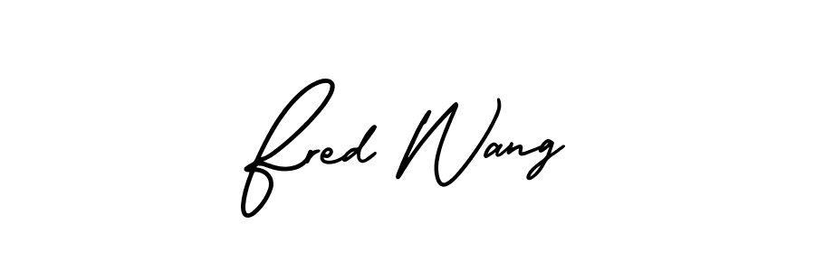Fred Wang stylish signature style. Best Handwritten Sign (AmerikaSignatureDemo-Regular) for my name. Handwritten Signature Collection Ideas for my name Fred Wang. Fred Wang signature style 3 images and pictures png