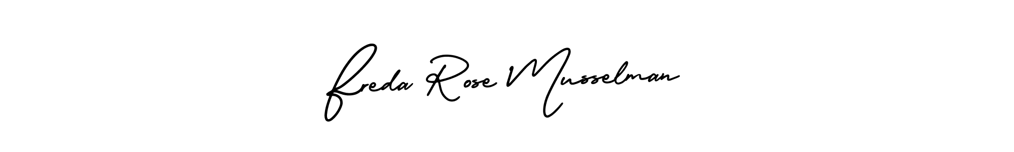 AmerikaSignatureDemo-Regular is a professional signature style that is perfect for those who want to add a touch of class to their signature. It is also a great choice for those who want to make their signature more unique. Get Freda Rose Musselman name to fancy signature for free. Freda Rose Musselman signature style 3 images and pictures png