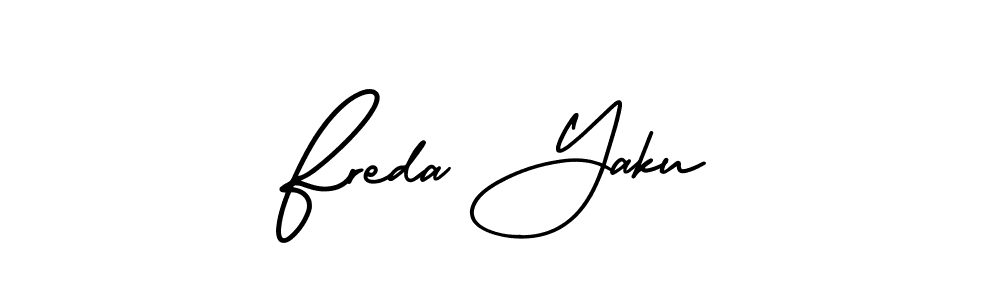 Check out images of Autograph of Freda Yaku name. Actor Freda Yaku Signature Style. AmerikaSignatureDemo-Regular is a professional sign style online. Freda Yaku signature style 3 images and pictures png