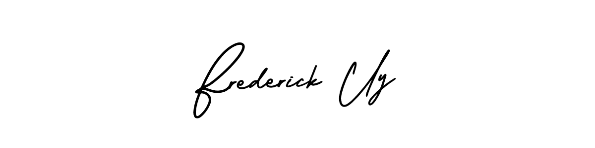 Use a signature maker to create a handwritten signature online. With this signature software, you can design (AmerikaSignatureDemo-Regular) your own signature for name Frederick Uy. Frederick Uy signature style 3 images and pictures png