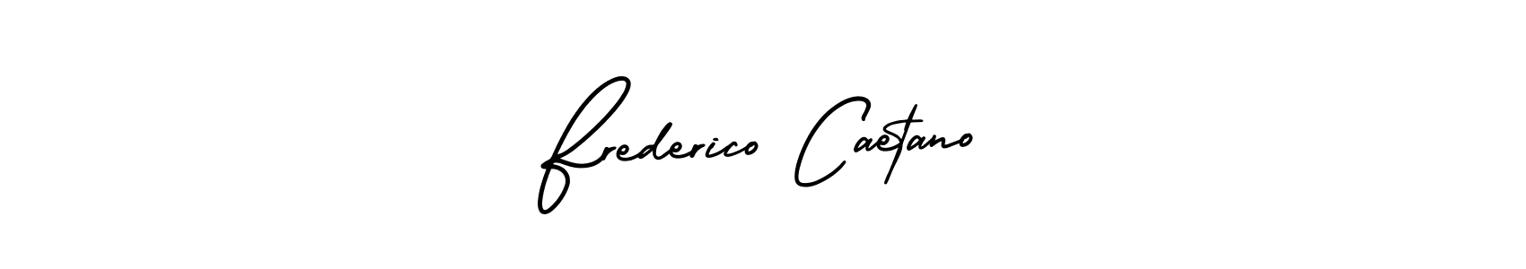 You should practise on your own different ways (AmerikaSignatureDemo-Regular) to write your name (Frederico Caetano) in signature. don't let someone else do it for you. Frederico Caetano signature style 3 images and pictures png