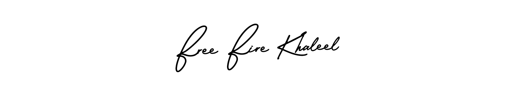 You should practise on your own different ways (AmerikaSignatureDemo-Regular) to write your name (Free Fire Khaleel) in signature. don't let someone else do it for you. Free Fire Khaleel signature style 3 images and pictures png