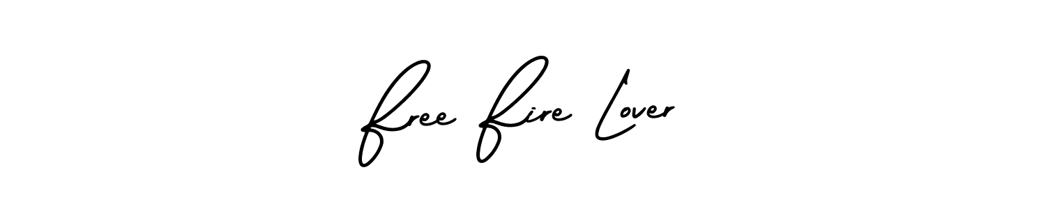 Free Fire Lover stylish signature style. Best Handwritten Sign (AmerikaSignatureDemo-Regular) for my name. Handwritten Signature Collection Ideas for my name Free Fire Lover. Free Fire Lover signature style 3 images and pictures png