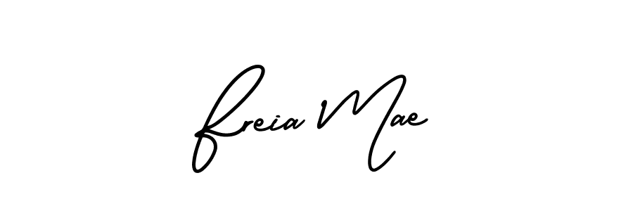 Freia Mae stylish signature style. Best Handwritten Sign (AmerikaSignatureDemo-Regular) for my name. Handwritten Signature Collection Ideas for my name Freia Mae. Freia Mae signature style 3 images and pictures png