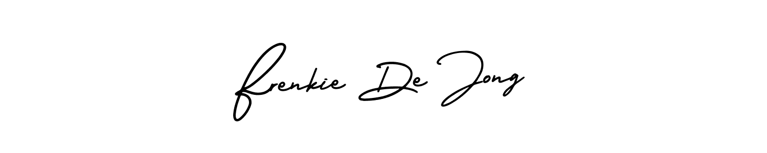 The best way (AmerikaSignatureDemo-Regular) to make a short signature is to pick only two or three words in your name. The name Frenkie De Jong include a total of six letters. For converting this name. Frenkie De Jong signature style 3 images and pictures png