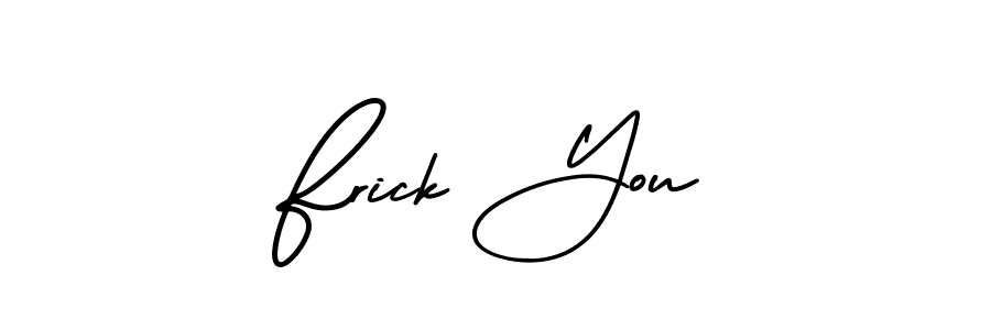 You should practise on your own different ways (AmerikaSignatureDemo-Regular) to write your name (Frick You) in signature. don't let someone else do it for you. Frick You signature style 3 images and pictures png