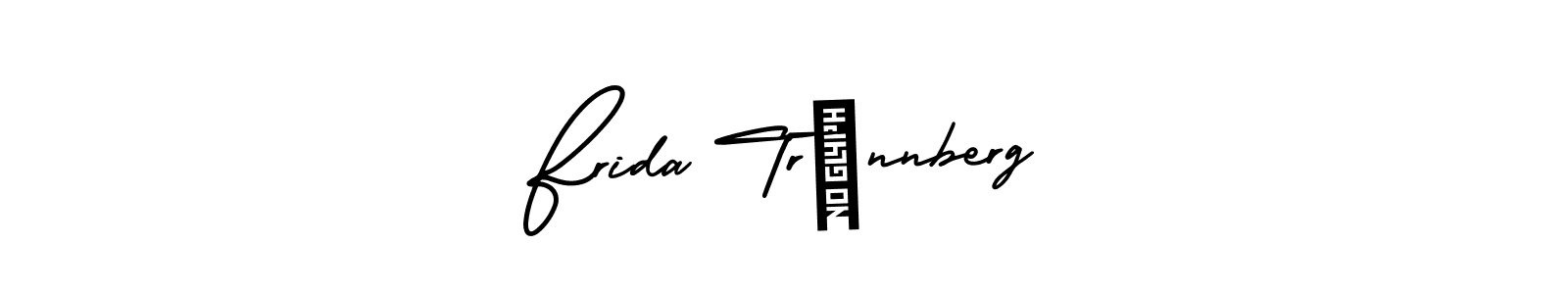 You should practise on your own different ways (AmerikaSignatureDemo-Regular) to write your name (Frida Trönnberg) in signature. don't let someone else do it for you. Frida Trönnberg signature style 3 images and pictures png