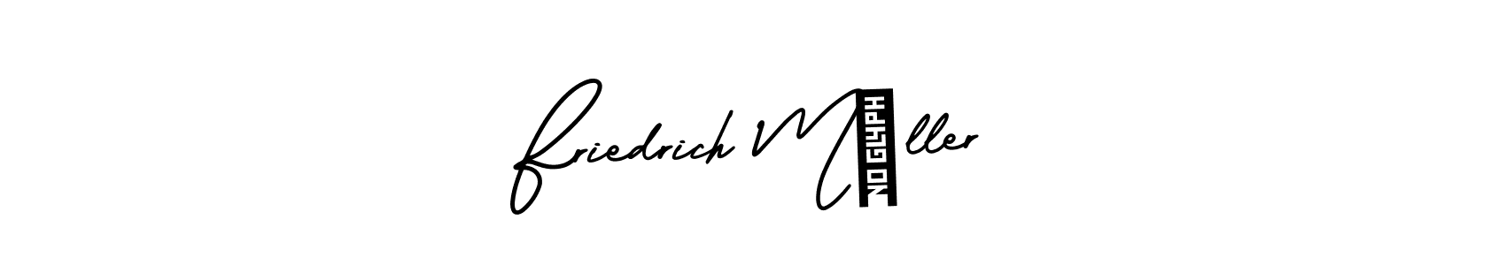 You should practise on your own different ways (AmerikaSignatureDemo-Regular) to write your name (Friedrich Müller) in signature. don't let someone else do it for you. Friedrich Müller signature style 3 images and pictures png