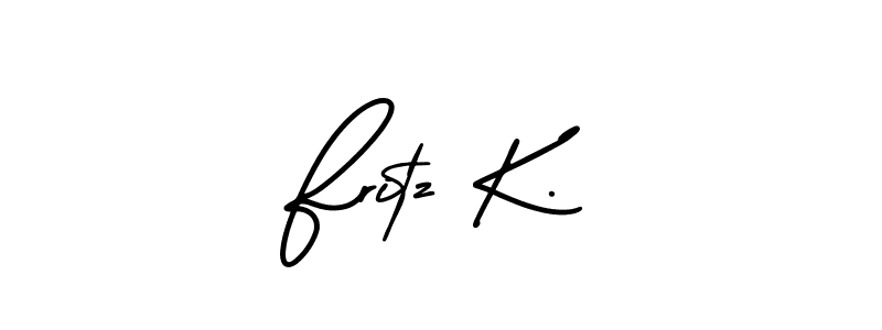 Fritz K. stylish signature style. Best Handwritten Sign (AmerikaSignatureDemo-Regular) for my name. Handwritten Signature Collection Ideas for my name Fritz K.. Fritz K. signature style 3 images and pictures png