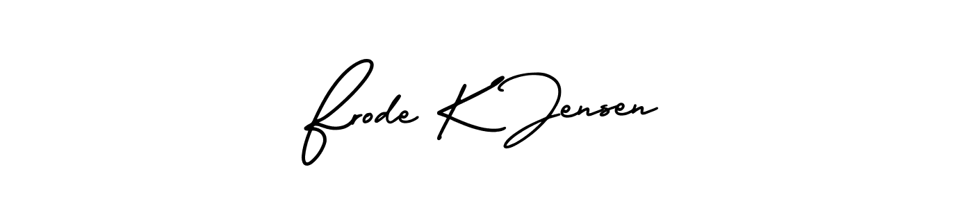 How to Draw Frode K Jensen signature style? AmerikaSignatureDemo-Regular is a latest design signature styles for name Frode K Jensen. Frode K Jensen signature style 3 images and pictures png