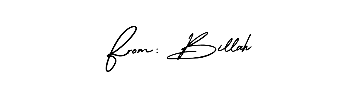 How to make From: Billah name signature. Use AmerikaSignatureDemo-Regular style for creating short signs online. This is the latest handwritten sign. From: Billah signature style 3 images and pictures png
