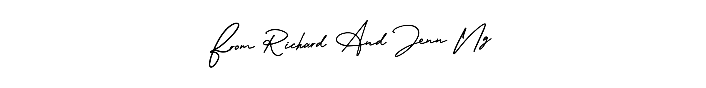 The best way (AmerikaSignatureDemo-Regular) to make a short signature is to pick only two or three words in your name. The name From Richard And Jenn Ng include a total of six letters. For converting this name. From Richard And Jenn Ng signature style 3 images and pictures png