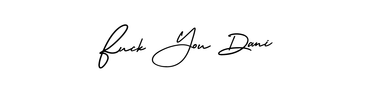 The best way (AmerikaSignatureDemo-Regular) to make a short signature is to pick only two or three words in your name. The name Fuck You Dani include a total of six letters. For converting this name. Fuck You Dani signature style 3 images and pictures png