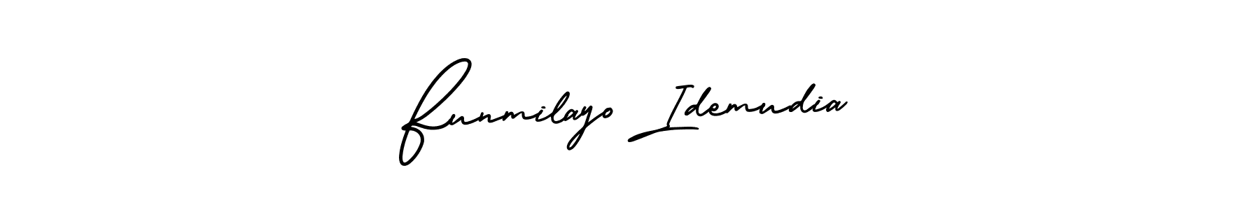 This is the best signature style for the Funmilayo Idemudia name. Also you like these signature font (AmerikaSignatureDemo-Regular). Mix name signature. Funmilayo Idemudia signature style 3 images and pictures png