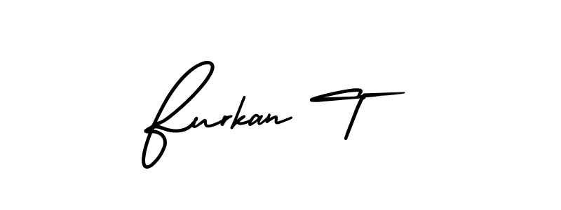 Create a beautiful signature design for name Furkan T. With this signature (AmerikaSignatureDemo-Regular) fonts, you can make a handwritten signature for free. Furkan T signature style 3 images and pictures png