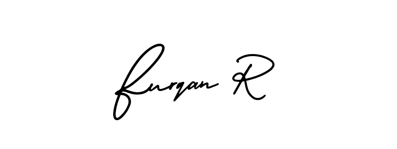 How to make Furqan R name signature. Use AmerikaSignatureDemo-Regular style for creating short signs online. This is the latest handwritten sign. Furqan R signature style 3 images and pictures png