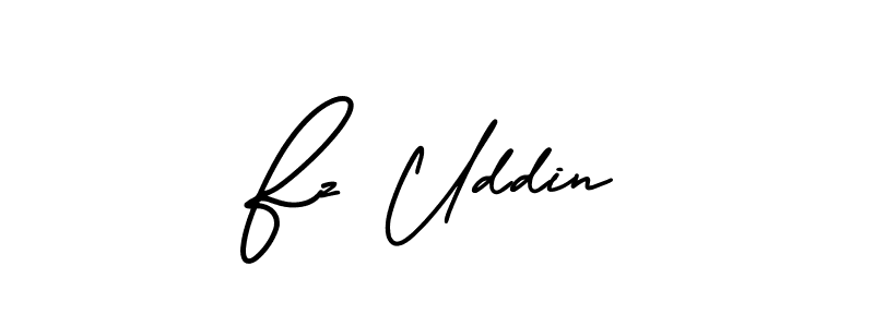 The best way (AmerikaSignatureDemo-Regular) to make a short signature is to pick only two or three words in your name. The name Fz Uddin include a total of six letters. For converting this name. Fz Uddin signature style 3 images and pictures png