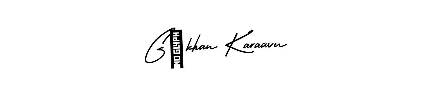 Gökhan Karaavu stylish signature style. Best Handwritten Sign (AmerikaSignatureDemo-Regular) for my name. Handwritten Signature Collection Ideas for my name Gökhan Karaavu. Gökhan Karaavu signature style 3 images and pictures png