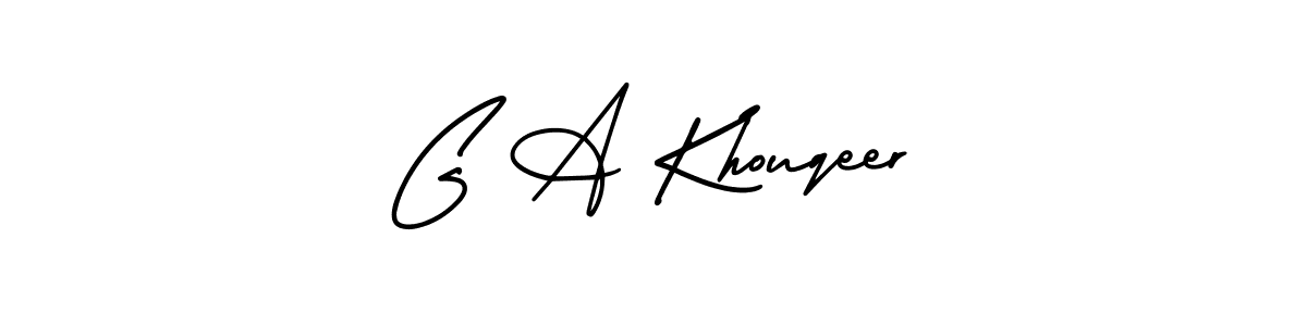 How to make G A Khouqeer name signature. Use AmerikaSignatureDemo-Regular style for creating short signs online. This is the latest handwritten sign. G A Khouqeer signature style 3 images and pictures png