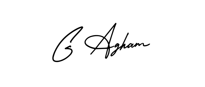 The best way (AmerikaSignatureDemo-Regular) to make a short signature is to pick only two or three words in your name. The name G Agham include a total of six letters. For converting this name. G Agham signature style 3 images and pictures png