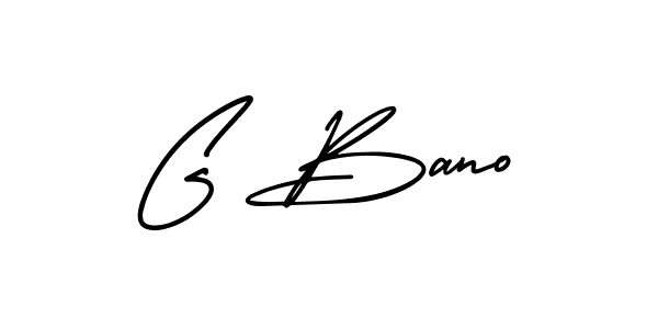 How to make G Bano name signature. Use AmerikaSignatureDemo-Regular style for creating short signs online. This is the latest handwritten sign. G Bano signature style 3 images and pictures png