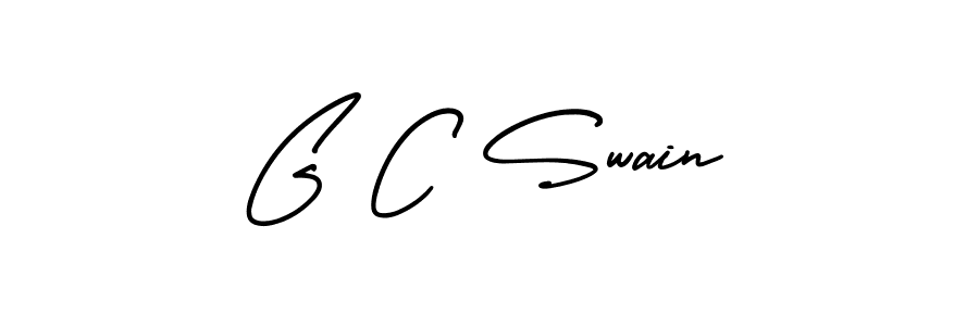 The best way (AmerikaSignatureDemo-Regular) to make a short signature is to pick only two or three words in your name. The name G C Swain include a total of six letters. For converting this name. G C Swain signature style 3 images and pictures png