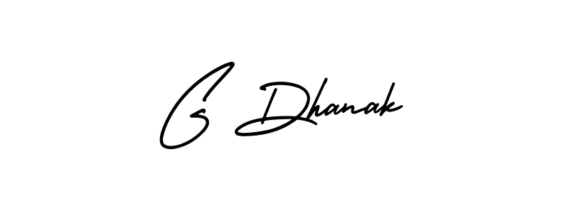 Design your own signature with our free online signature maker. With this signature software, you can create a handwritten (AmerikaSignatureDemo-Regular) signature for name G Dhanak. G Dhanak signature style 3 images and pictures png