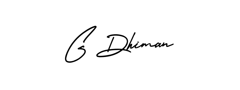 This is the best signature style for the G Dhiman name. Also you like these signature font (AmerikaSignatureDemo-Regular). Mix name signature. G Dhiman signature style 3 images and pictures png