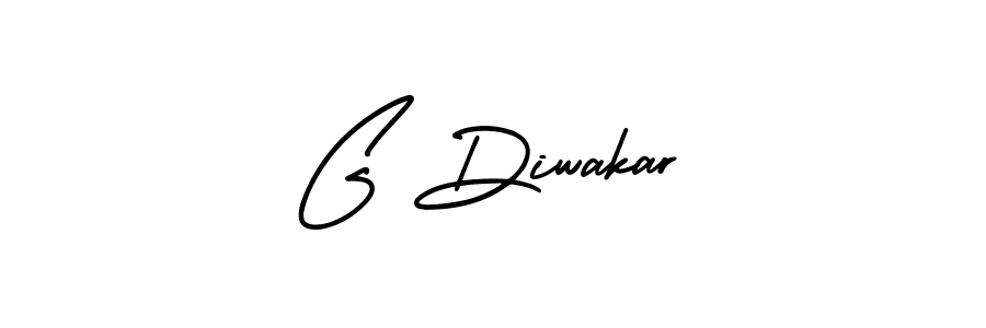 How to make G Diwakar name signature. Use AmerikaSignatureDemo-Regular style for creating short signs online. This is the latest handwritten sign. G Diwakar signature style 3 images and pictures png