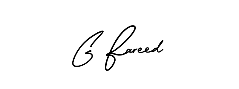 Use a signature maker to create a handwritten signature online. With this signature software, you can design (AmerikaSignatureDemo-Regular) your own signature for name G Fareed. G Fareed signature style 3 images and pictures png