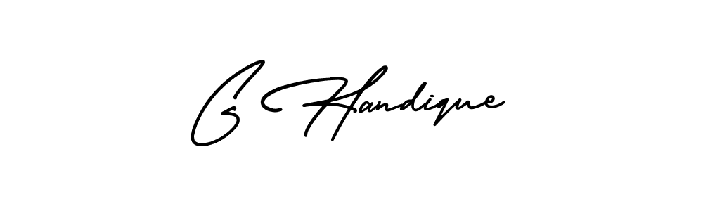 Design your own signature with our free online signature maker. With this signature software, you can create a handwritten (AmerikaSignatureDemo-Regular) signature for name G Handique. G Handique signature style 3 images and pictures png