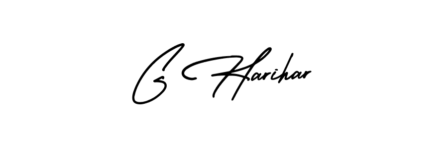 The best way (AmerikaSignatureDemo-Regular) to make a short signature is to pick only two or three words in your name. The name G Harihar include a total of six letters. For converting this name. G Harihar signature style 3 images and pictures png