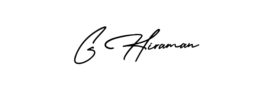 How to make G Hiraman name signature. Use AmerikaSignatureDemo-Regular style for creating short signs online. This is the latest handwritten sign. G Hiraman signature style 3 images and pictures png